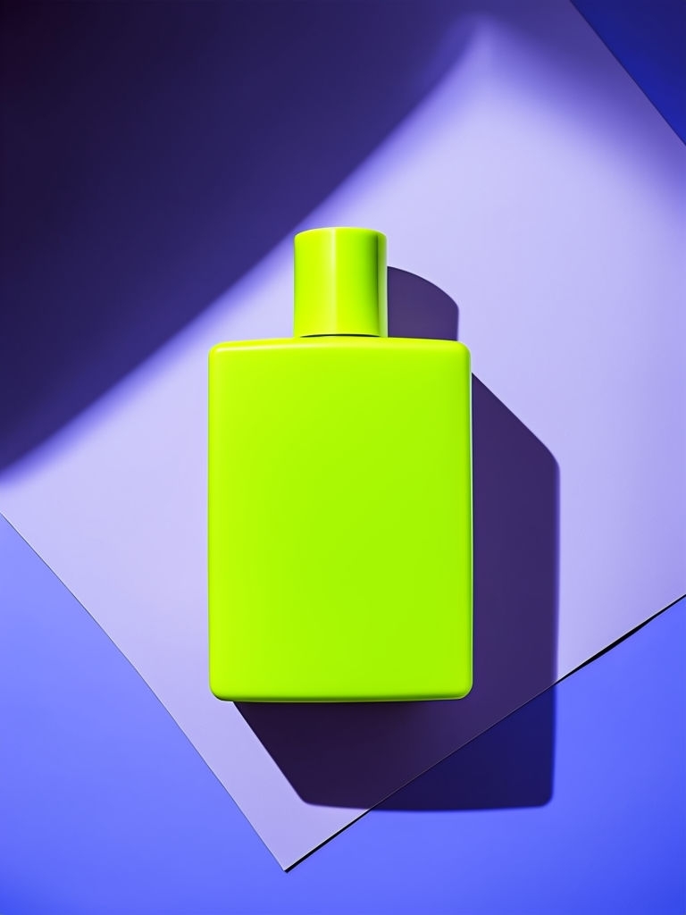 Bright Lime Green Body Wash Bottle on Lavender Background Mockup