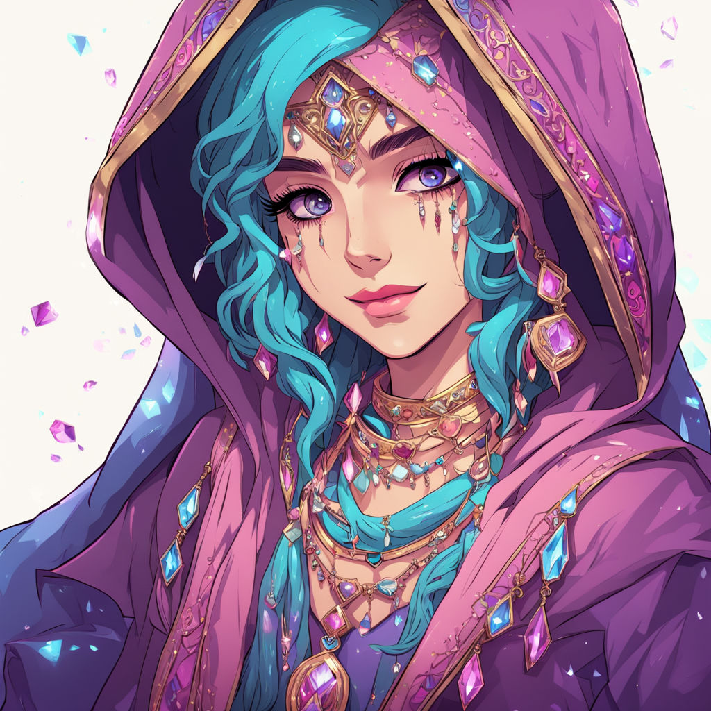 A mystic anime young female gypsy wearing a hood by Carlos Eduardo ...