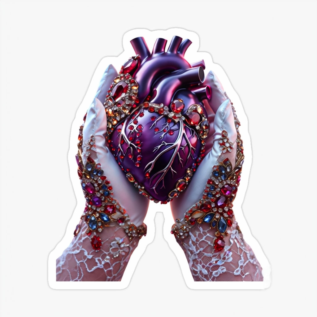  Gloves Cradling Anatomical Heart Sticker