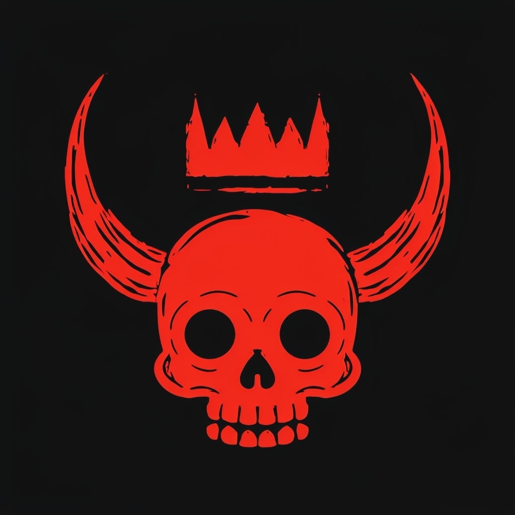 Bold Red Skull with Crown and Horns Graphic T-Shirt