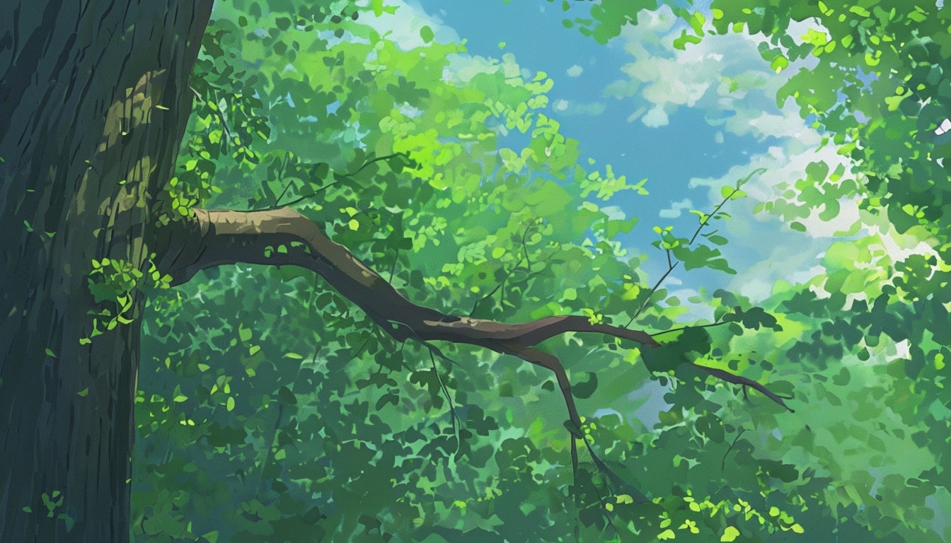 Serene Anime-Inspired Natural Scene Digital Art Background