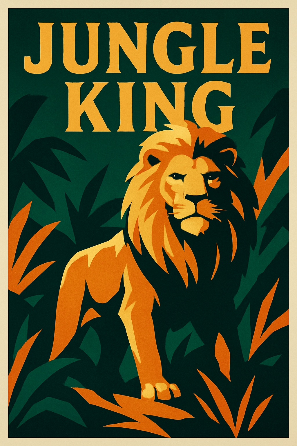 Majestic Jungle King Lion Vintage Illustration Poster