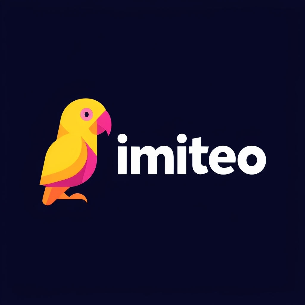 Colorful Minimalist Parrot Logo Design for Imitheo Brand