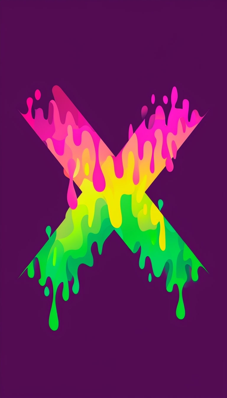 Colorful Abstract Dripping X Symbol Art on Deep Purple Background Phone Case Cover