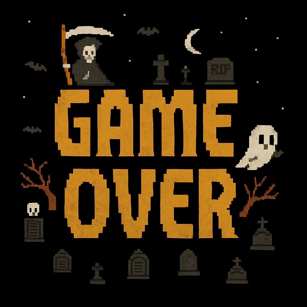 Spooky Game Over Pixel Art Illustration T-Shirt