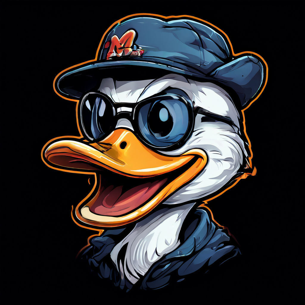 Cartoon-style digital painting of Donald Duck's head with si... by ...