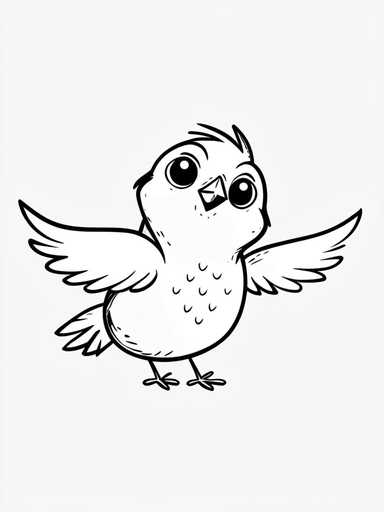 Charming Minimalist Black and White Bird Illustration Coloring Page