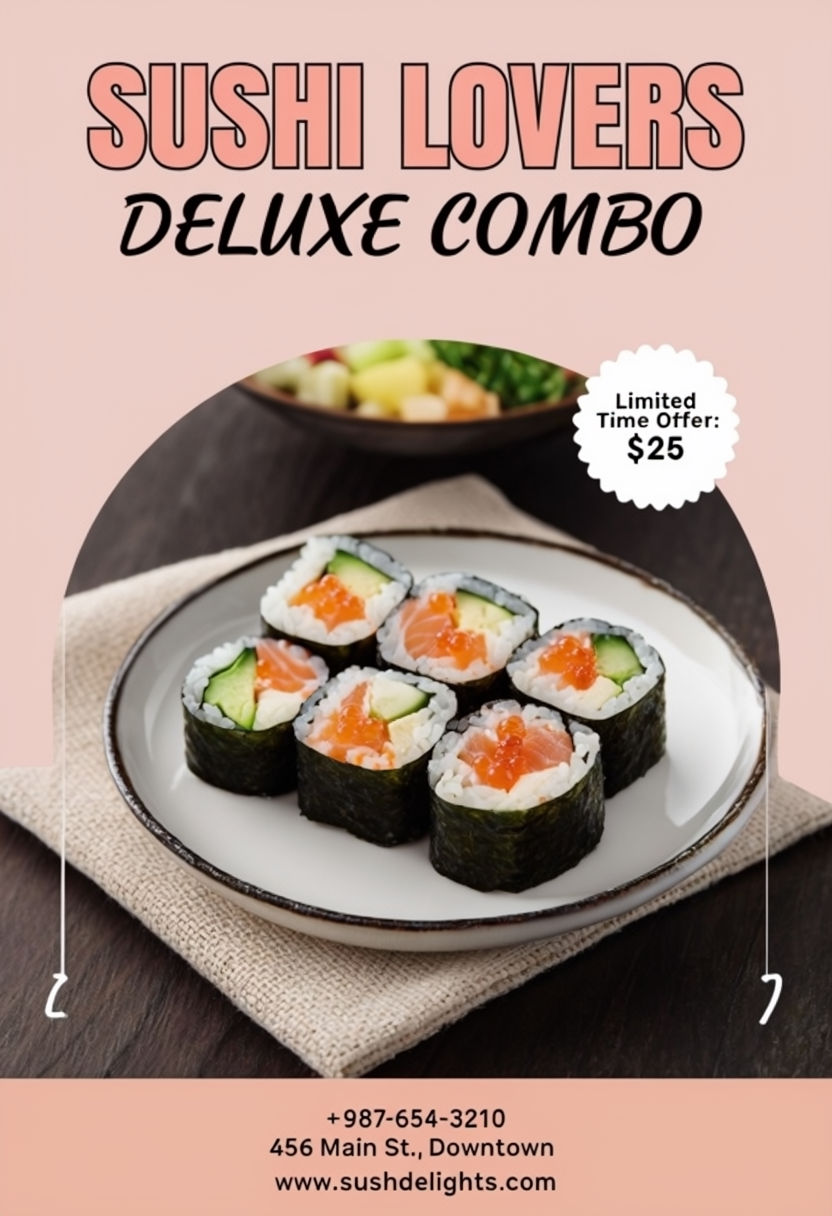 Deluxe Sushi Combo Promotional Flyer for Sushi Lovers