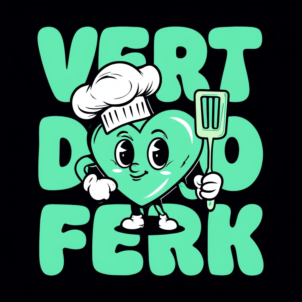 Mint Green Heart Chef Character with Playful Text T-Shirt