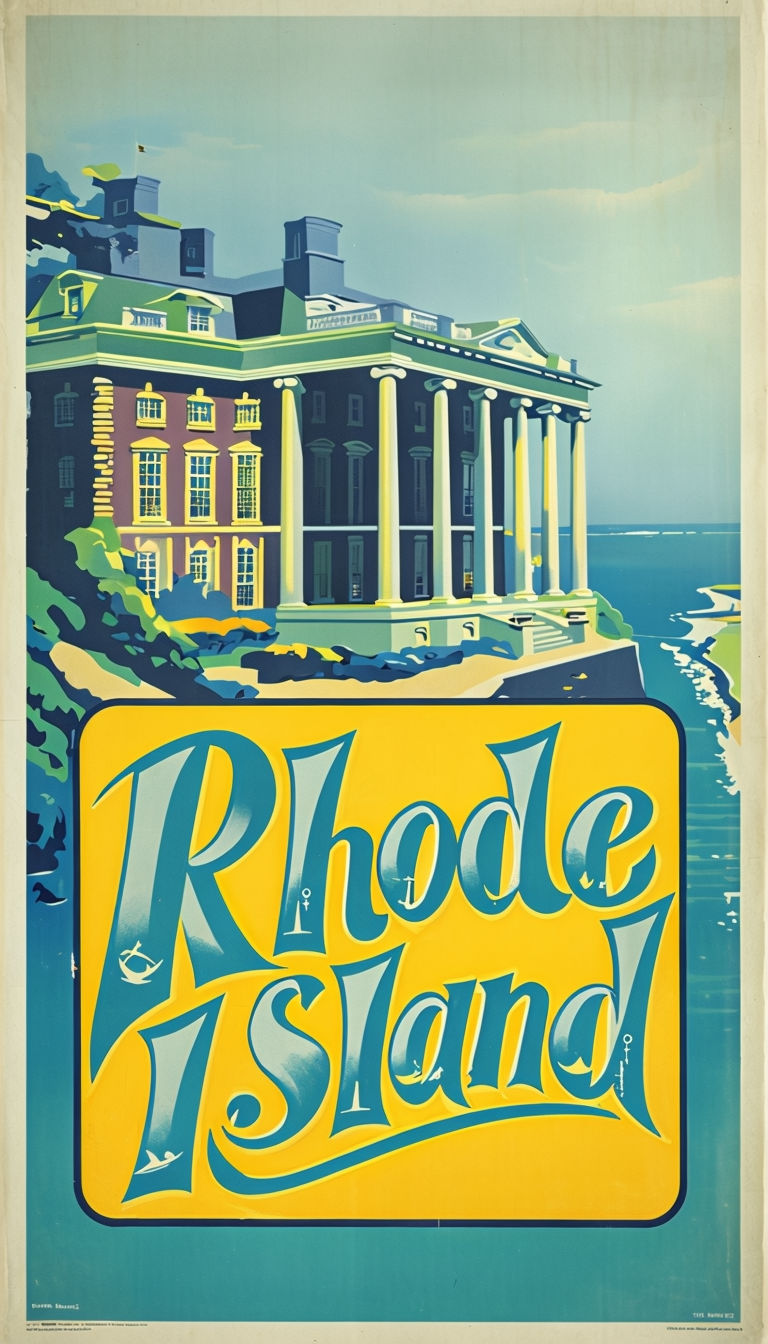 Colorful Vintage Rhode Island Travel Poster Design