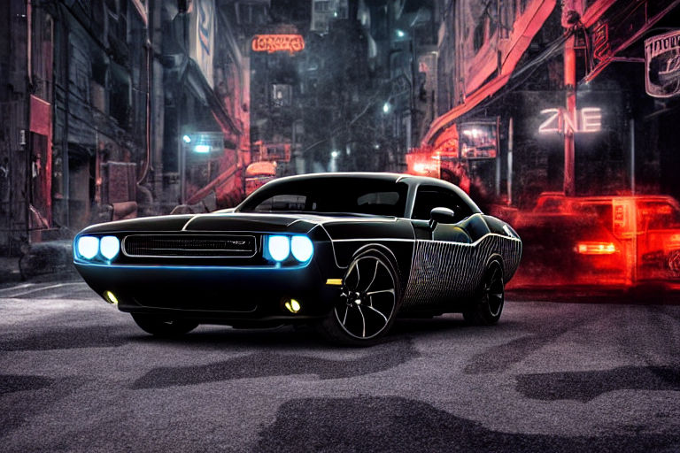 Dodge Challenger-electric Emuscle Car With Skulls And Stripe By Easy 