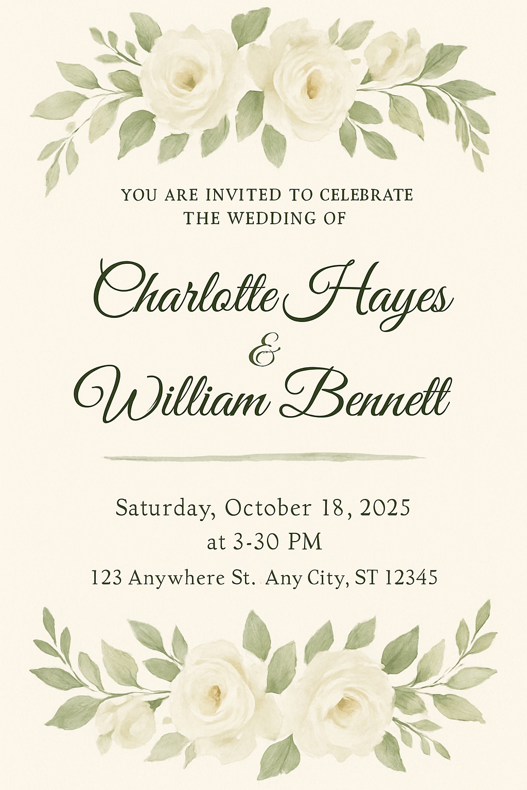 Elegant Floral Wedding Invitation Card Design in Ivory Background Cards & Invites