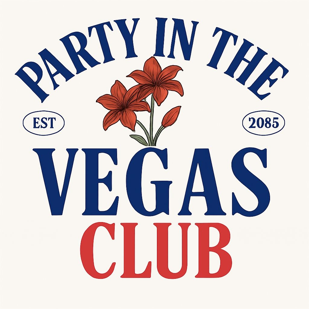 Party in the Vegas Club Floral Design T-Shirt