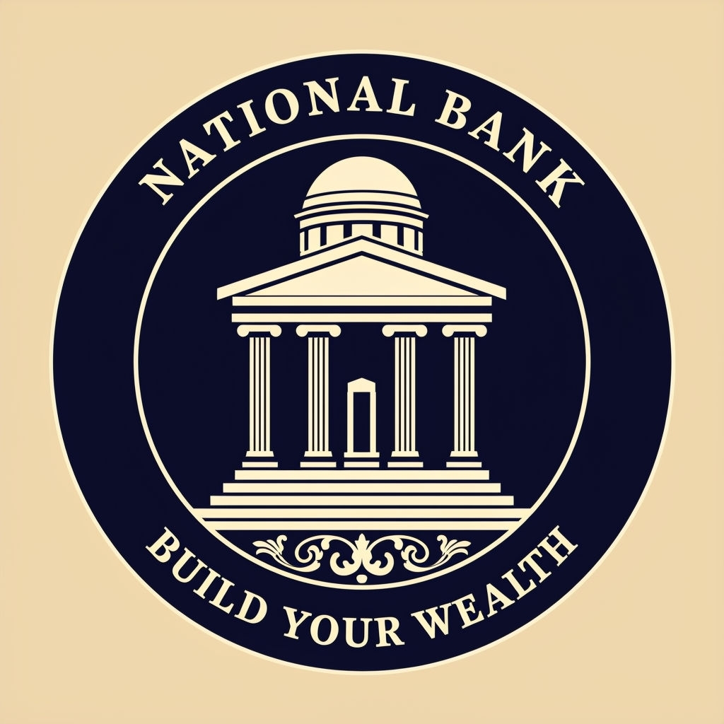 Stylized Neoclassical National Bank Emblem Logo