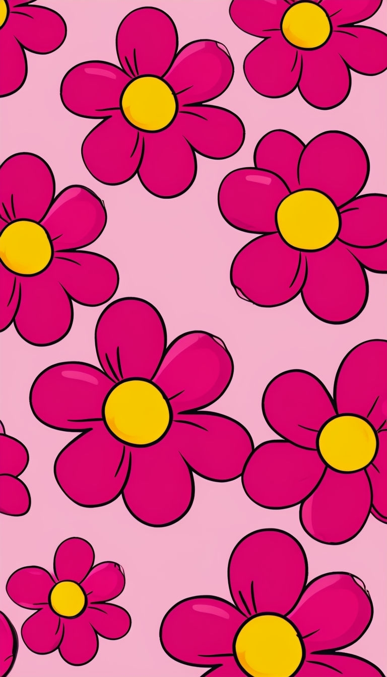 Vibrant Magenta Flower Pattern Illustration Phone Case Cover