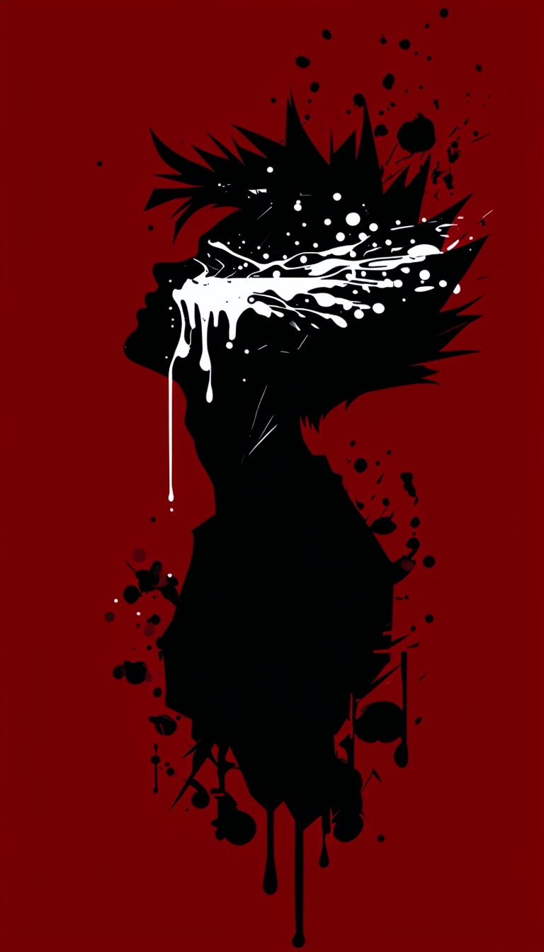 Dynamic Abstract Minimalist Silhouette with Red Background Mobile Wallpaper