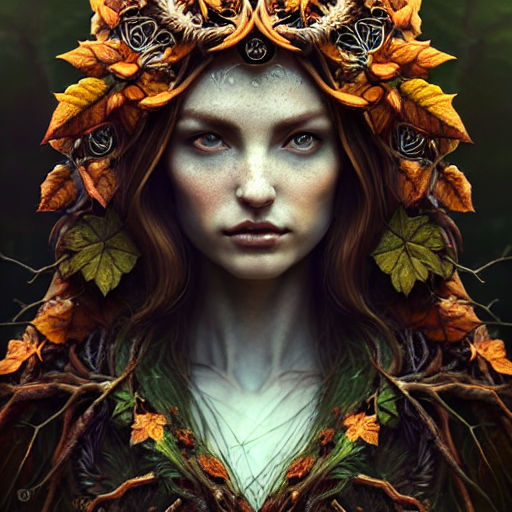 Druid-autumn-woodland-queen-beautiful face-perfect-compositi... by Alec ...