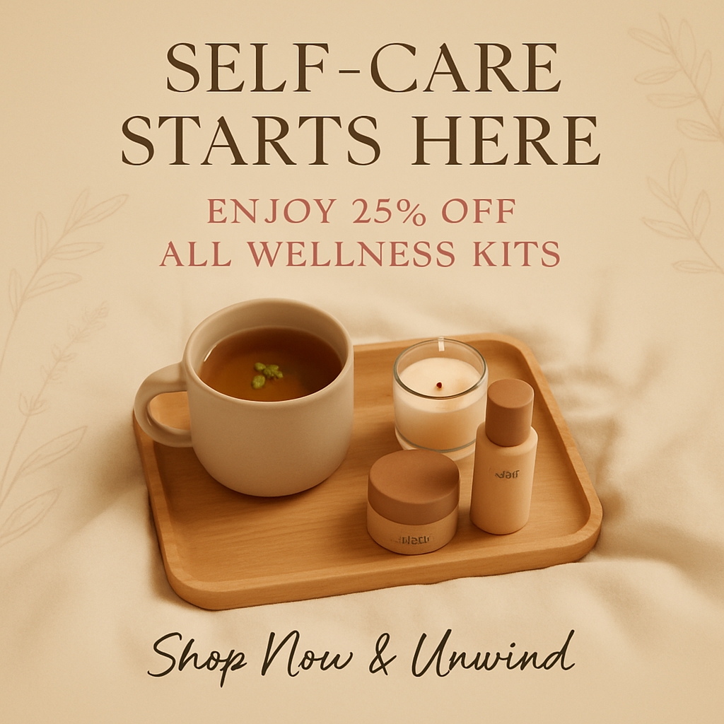 Inviting Self-Care Scene Promoting Wellness Kits Advertisement