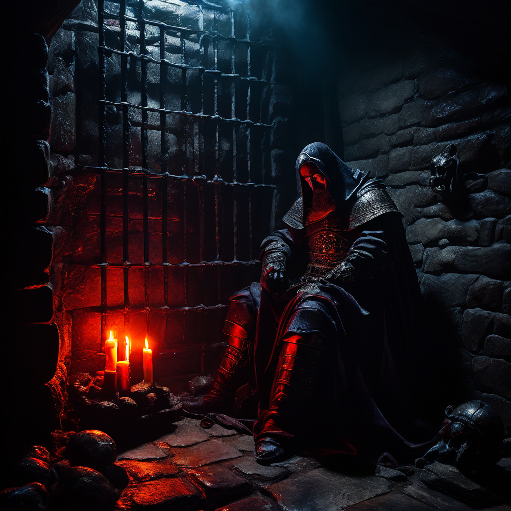 The Knights Templar guarding Satan in a dungeon prison cell ... by JB ...