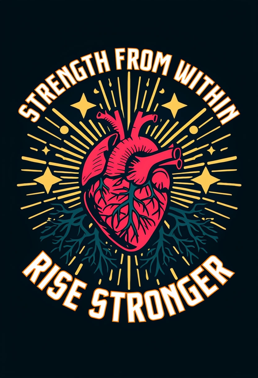 Bold Anatomical Heart Graphic Poster with Motivational Text