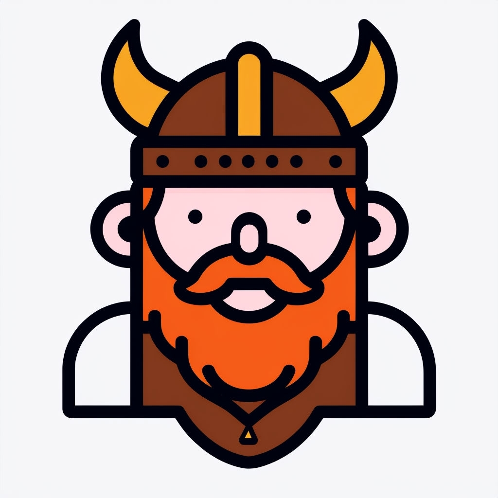 Cheerful Cartoon Viking Character Illustration Sticker