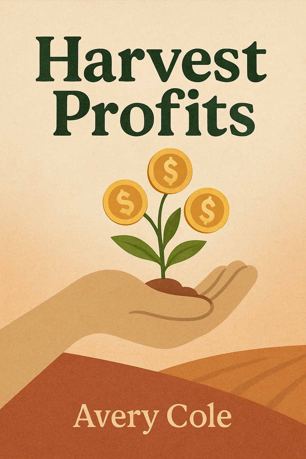 Harvest Profits Retro Illustration with Plant and Coins EBook Cover