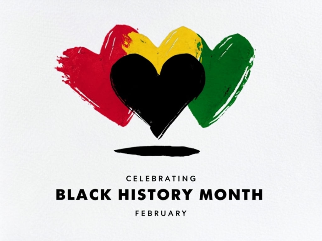 Black History Month Celebration with Pan-African Hearts Social Media Post