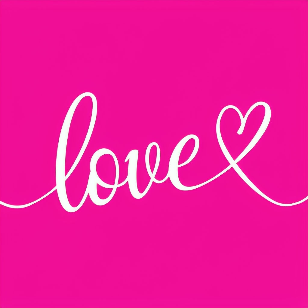 Elegant Minimalist Love Script Design on Hot Pink Background Poster