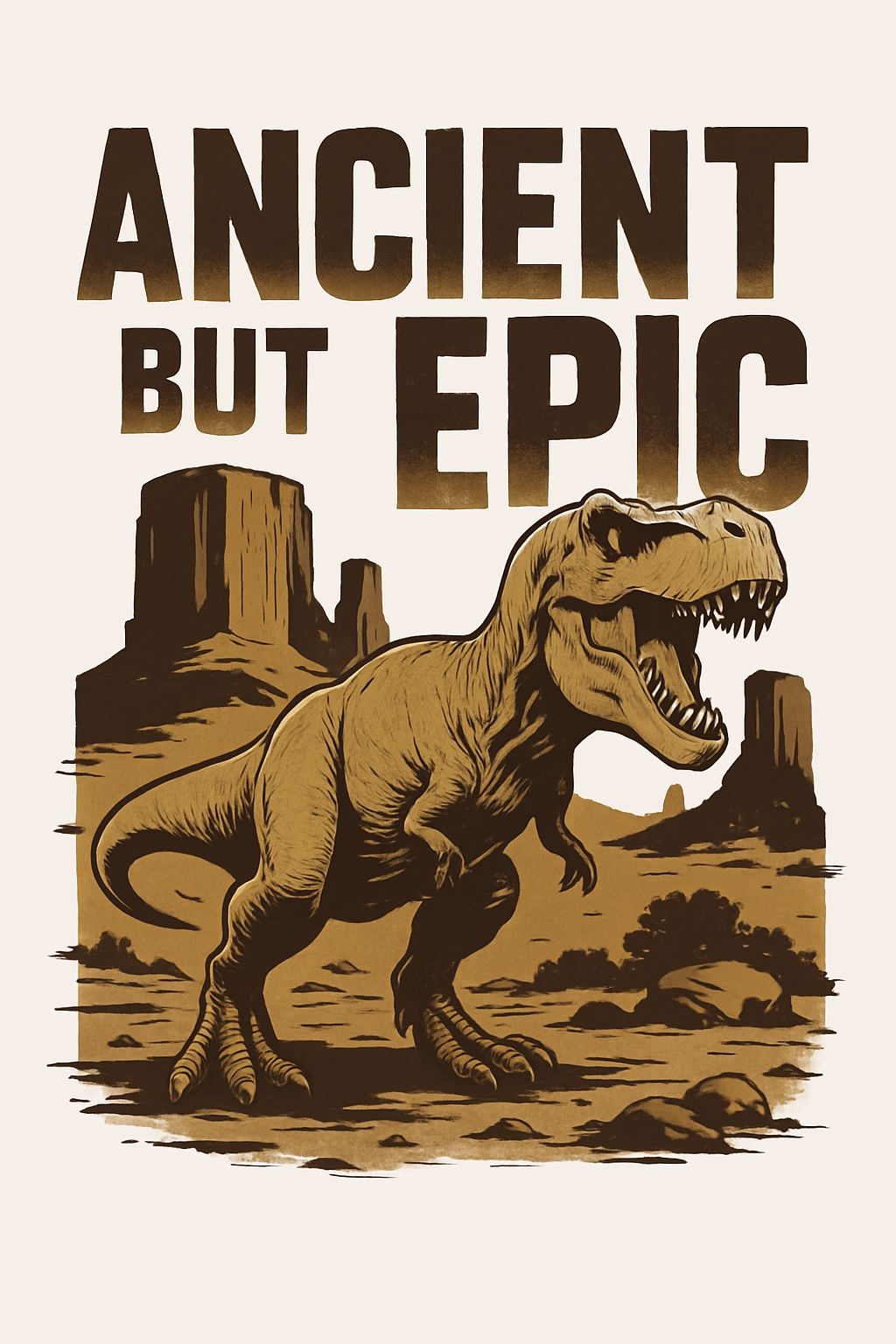 Vintage Menacing T-Rex with Ancient Epic Typography T-Shirt