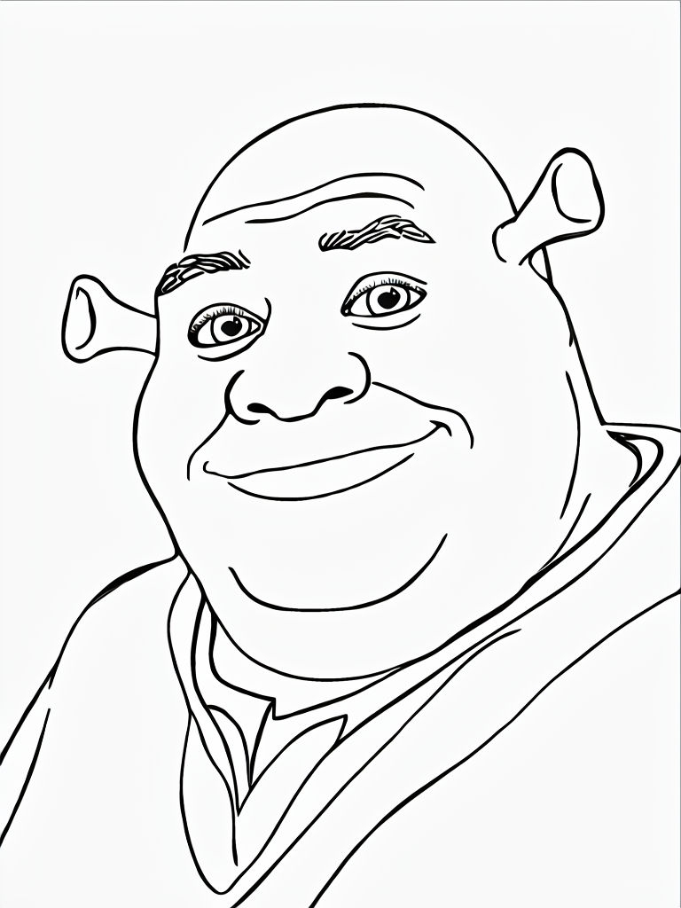 Stylized Shrek Line Art Coloring Page for Fun Creativity Coloring Book Page