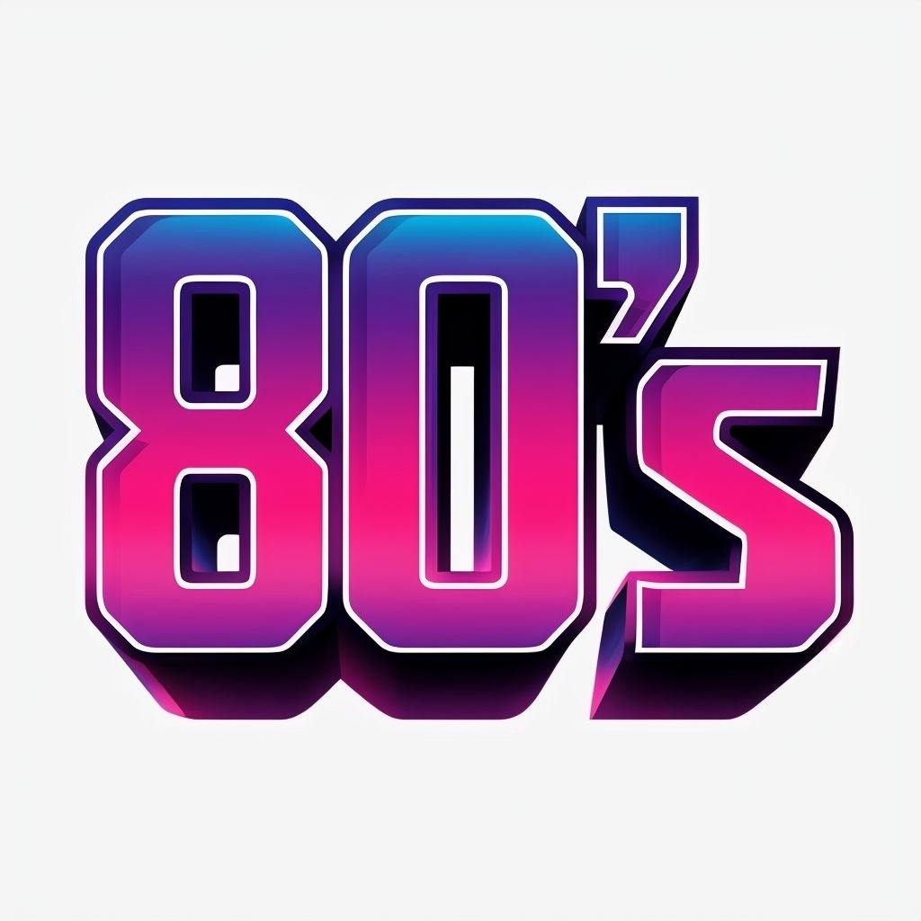 Vibrant 3D Retro 80's Neon Typography Illustration Sticker