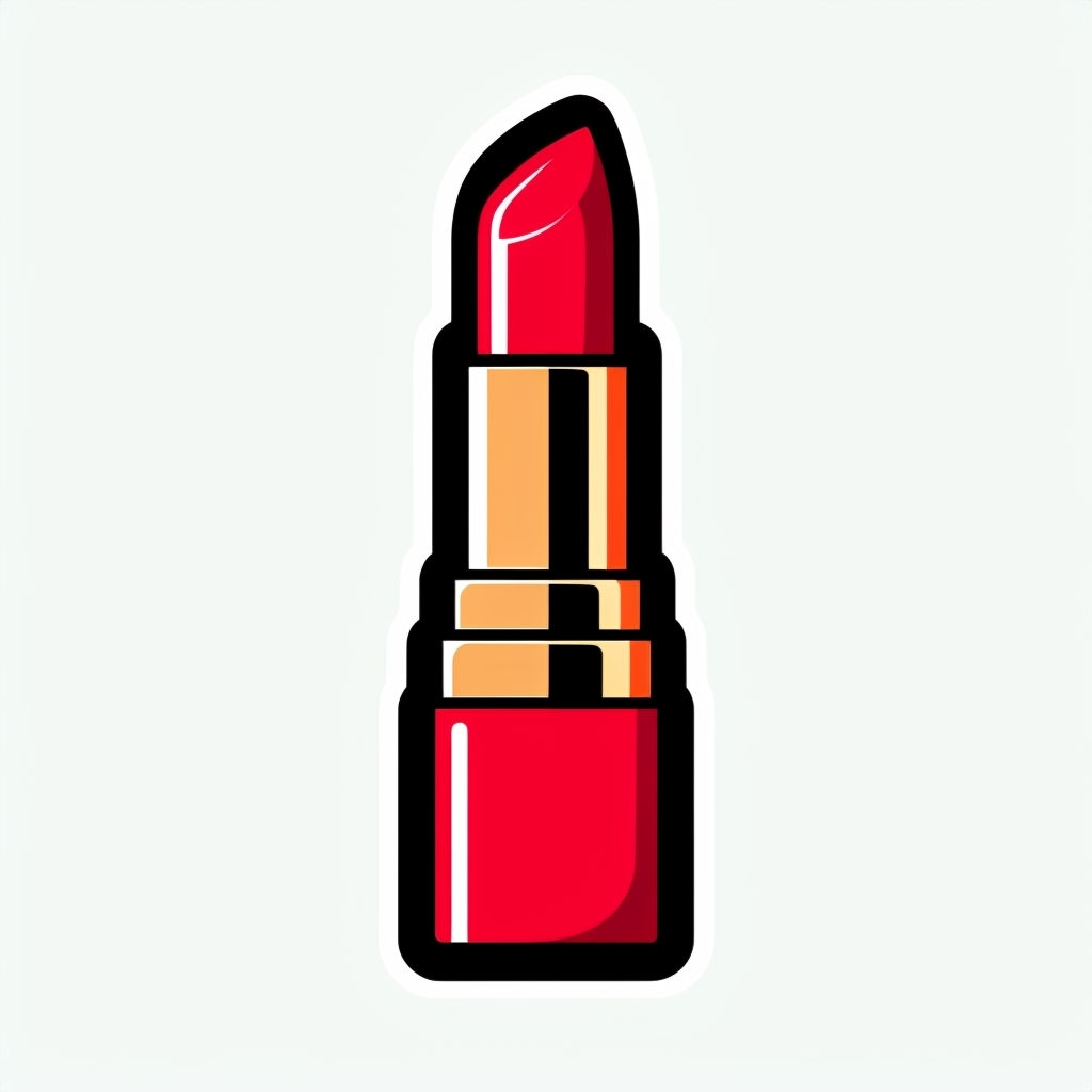Ruby Red Lipstick Glamour Minimalist Vector Illustration Sticker