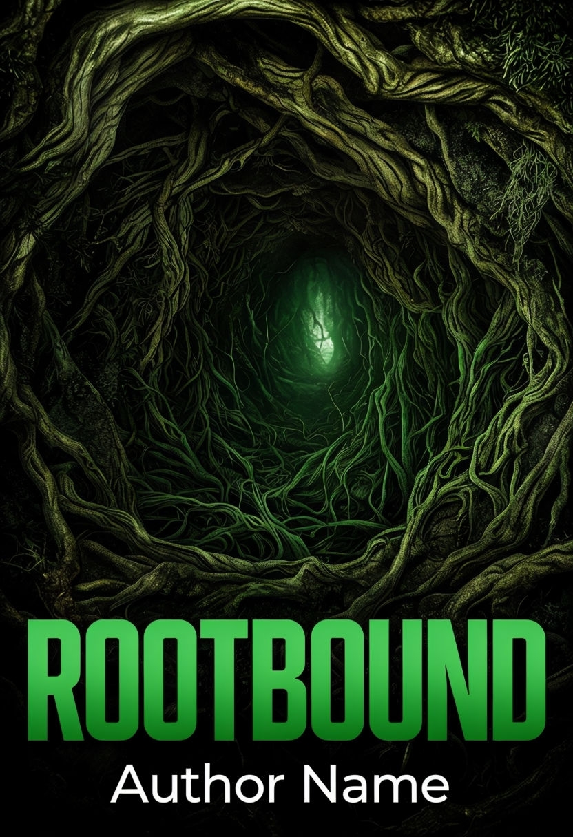Mysterious ROOTBOUND EBook Cover with Dark Atmospheric Design