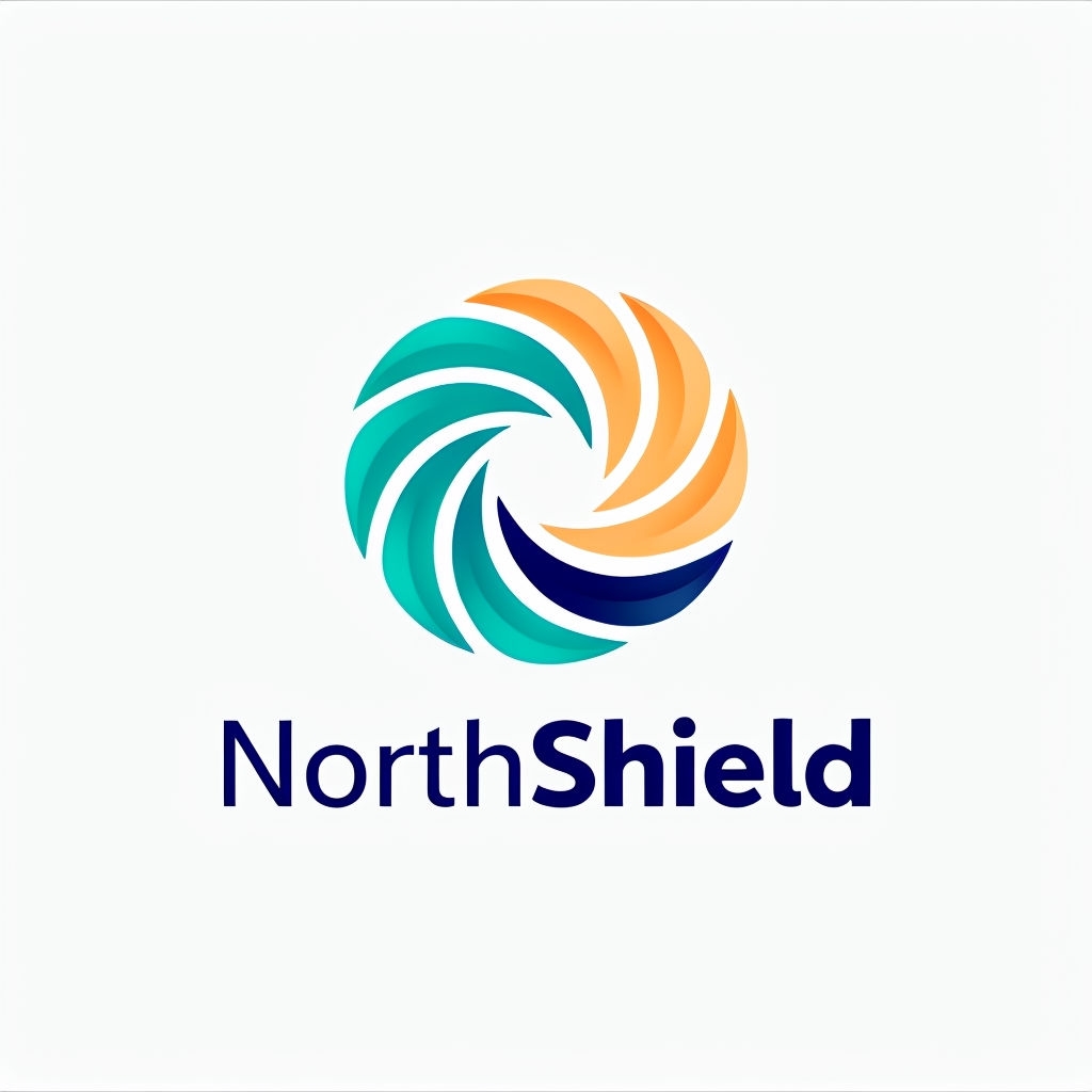 Modern Minimalist NorthShield Logo with Dynamic Abstract Graphic