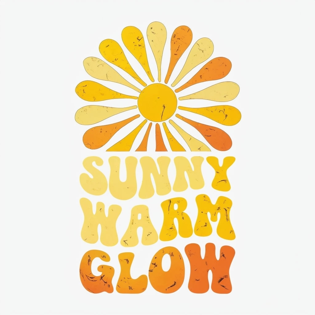 Retro Abstract Sunflower Design with Playful Text T-Shirt