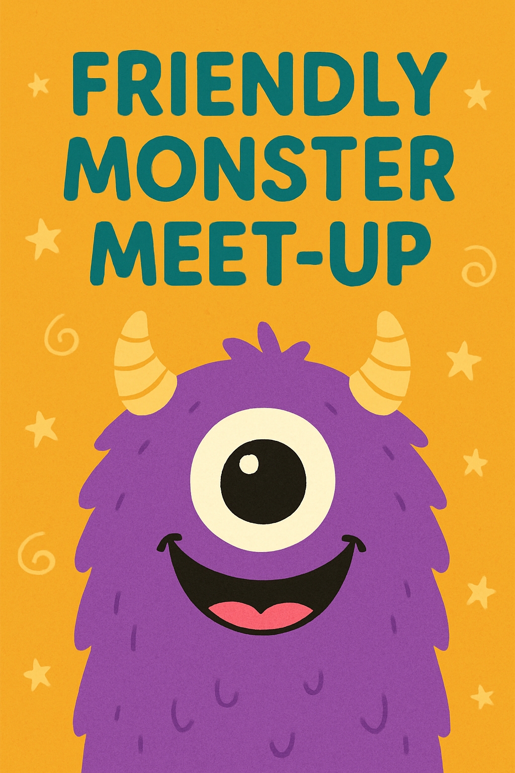 Friendly Monster Meet-Up Cartoon Invitation Design for Events Card