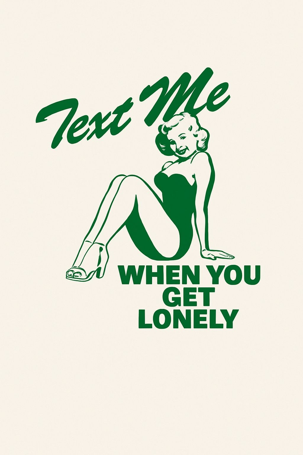 Retro Pin-Up Woman Text Me T-Shirt