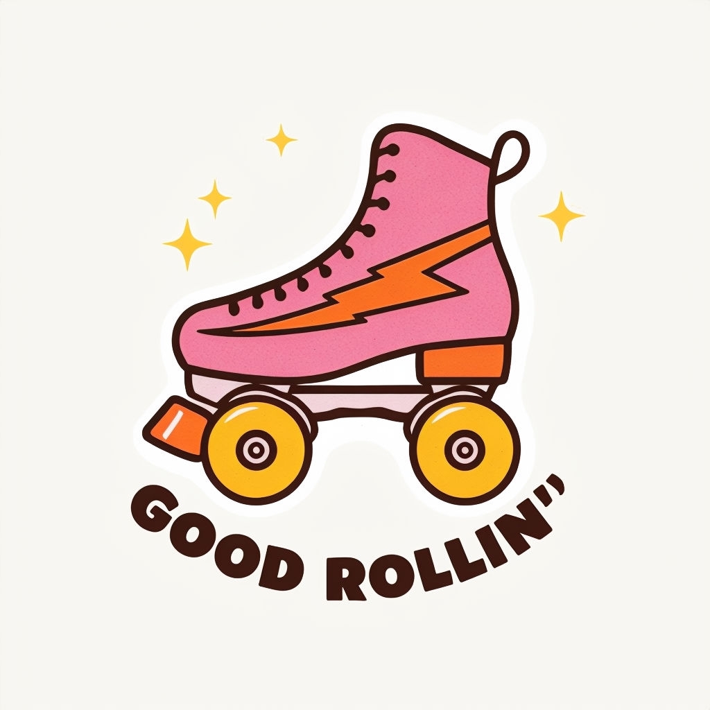 Playful 1970s Retro Roller Skate Good Rollin' T-Shirt