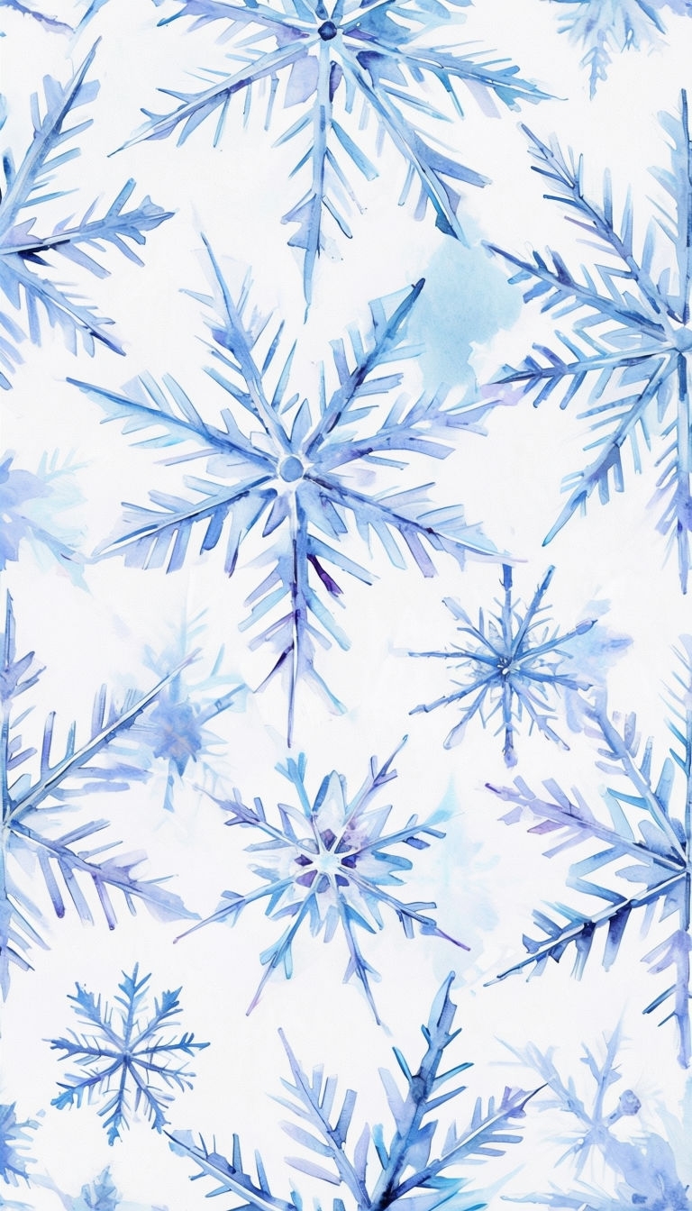 Delicate Watercolor Snowflakes Seamless Pattern Design Seamless Pattern