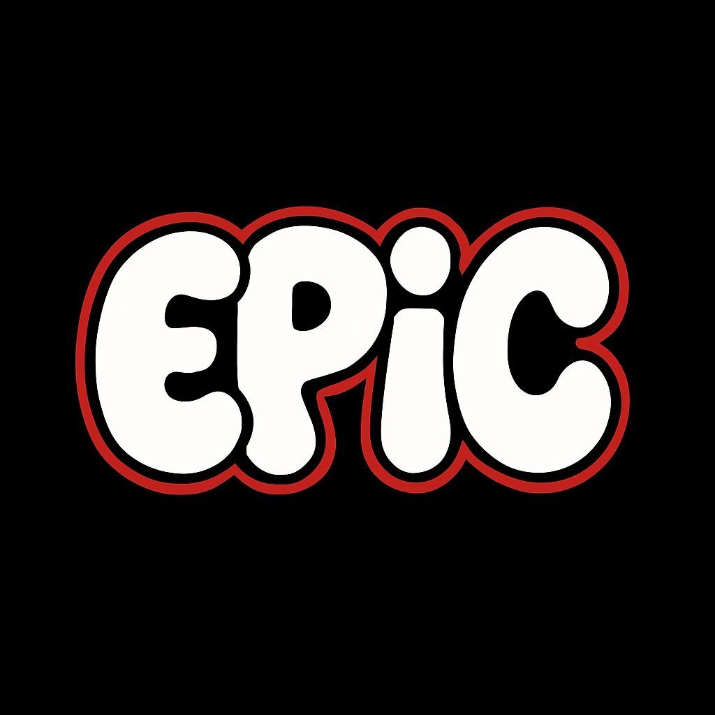 Bold Cartoon EPIC Text Design on Black Background T-shirt