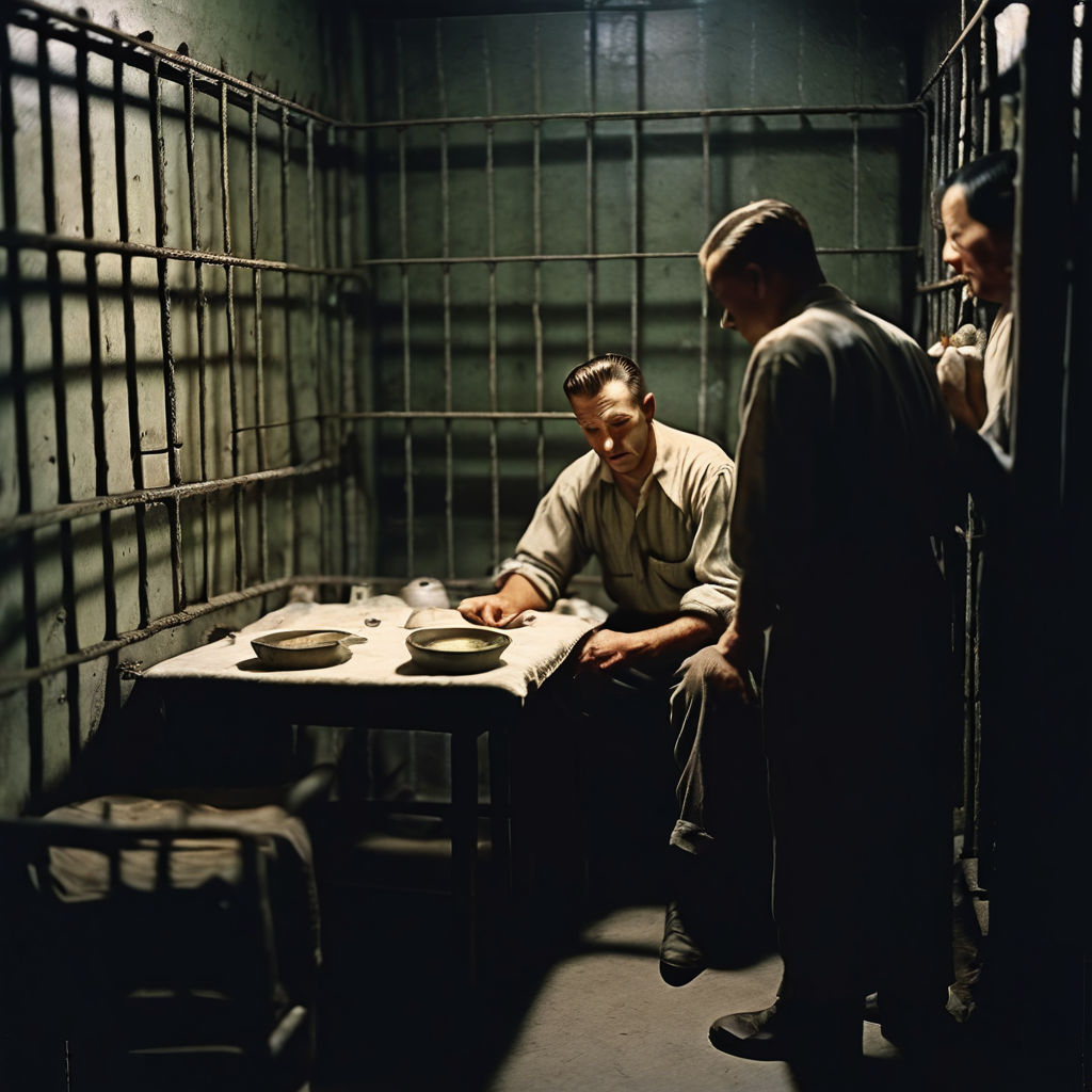 1950s. 20th century. prison. cell. a bunk bed and a table in... by ...