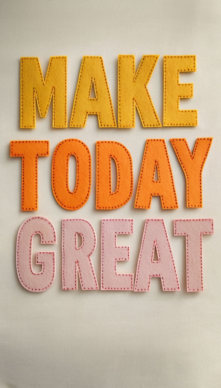 Cheerful Make Today Great Felt Typography Art Poster