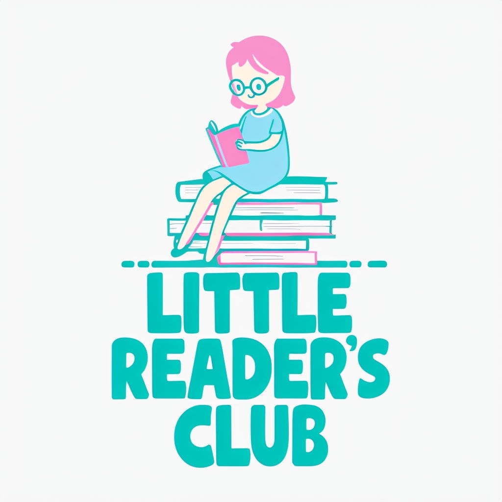 Cute Cartoon Girl Reading Logo for Little Readers' Club - Playground