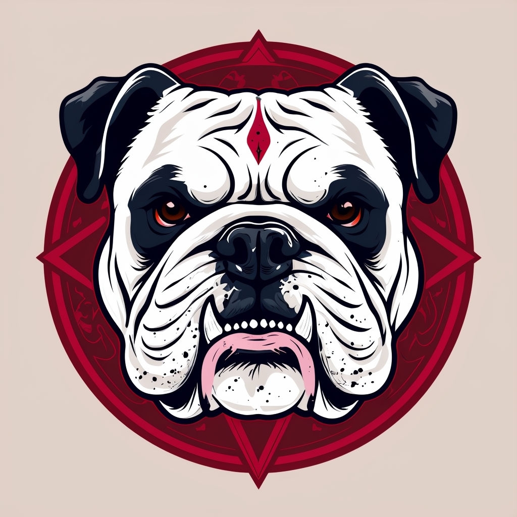 Fierce Bulldog Face Illustration in Bold Colors Sticker