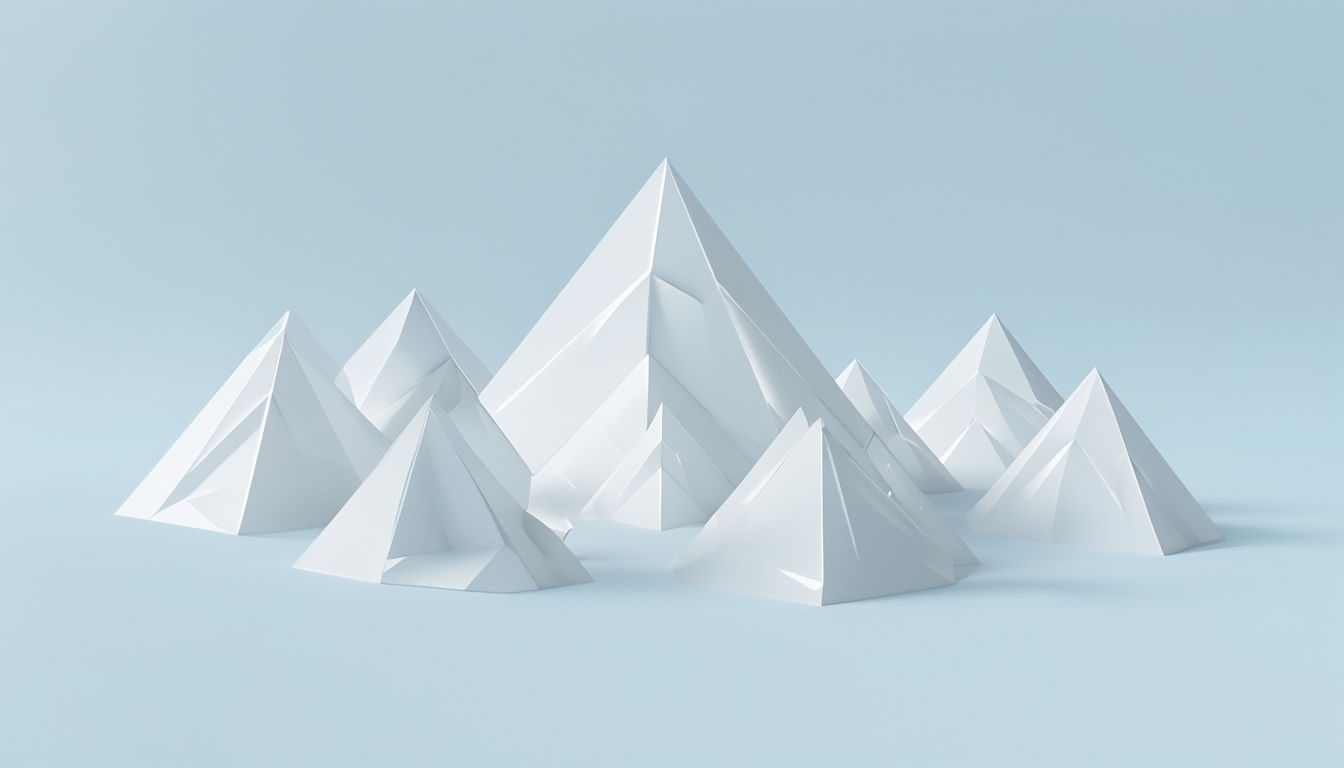 Serene Minimalist 3D Pyramids on Light Blue Background Virtual Backgrounds