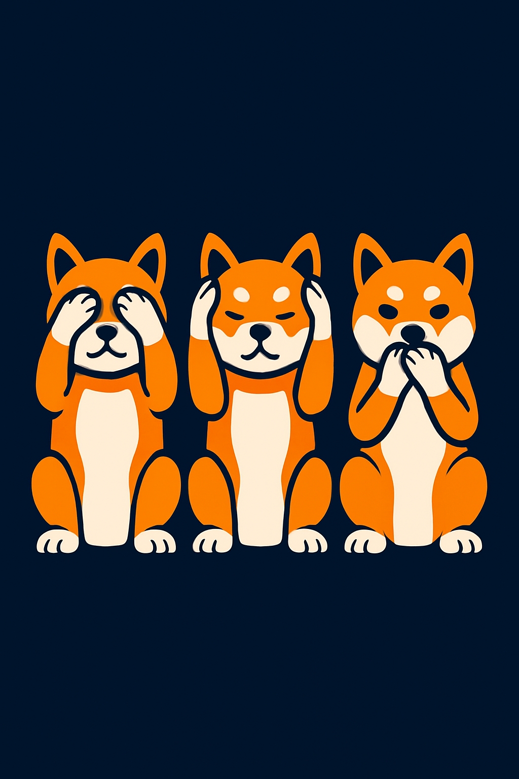 Playful Cartoon Shiba Inu Trio T-Shirt