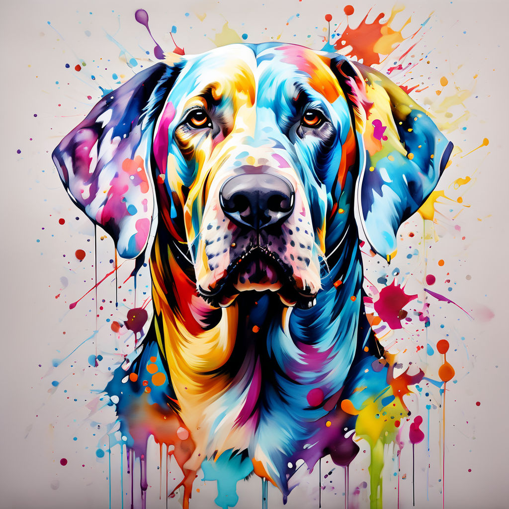 Colourful white blue merle great dane white background with ... by ...