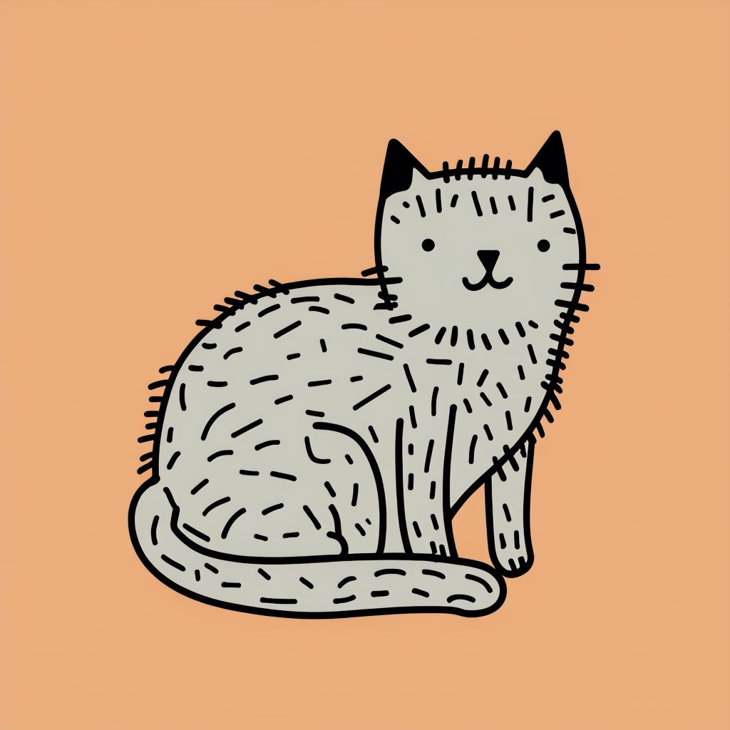 Playful Minimalist Cartoon Cat Illustration T-Shirt