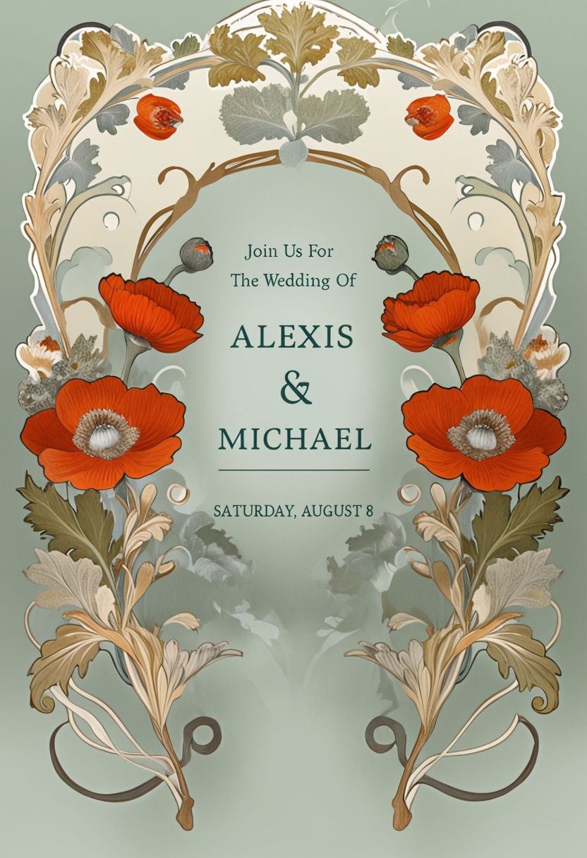  Art Nouveau Wedding Invitation 