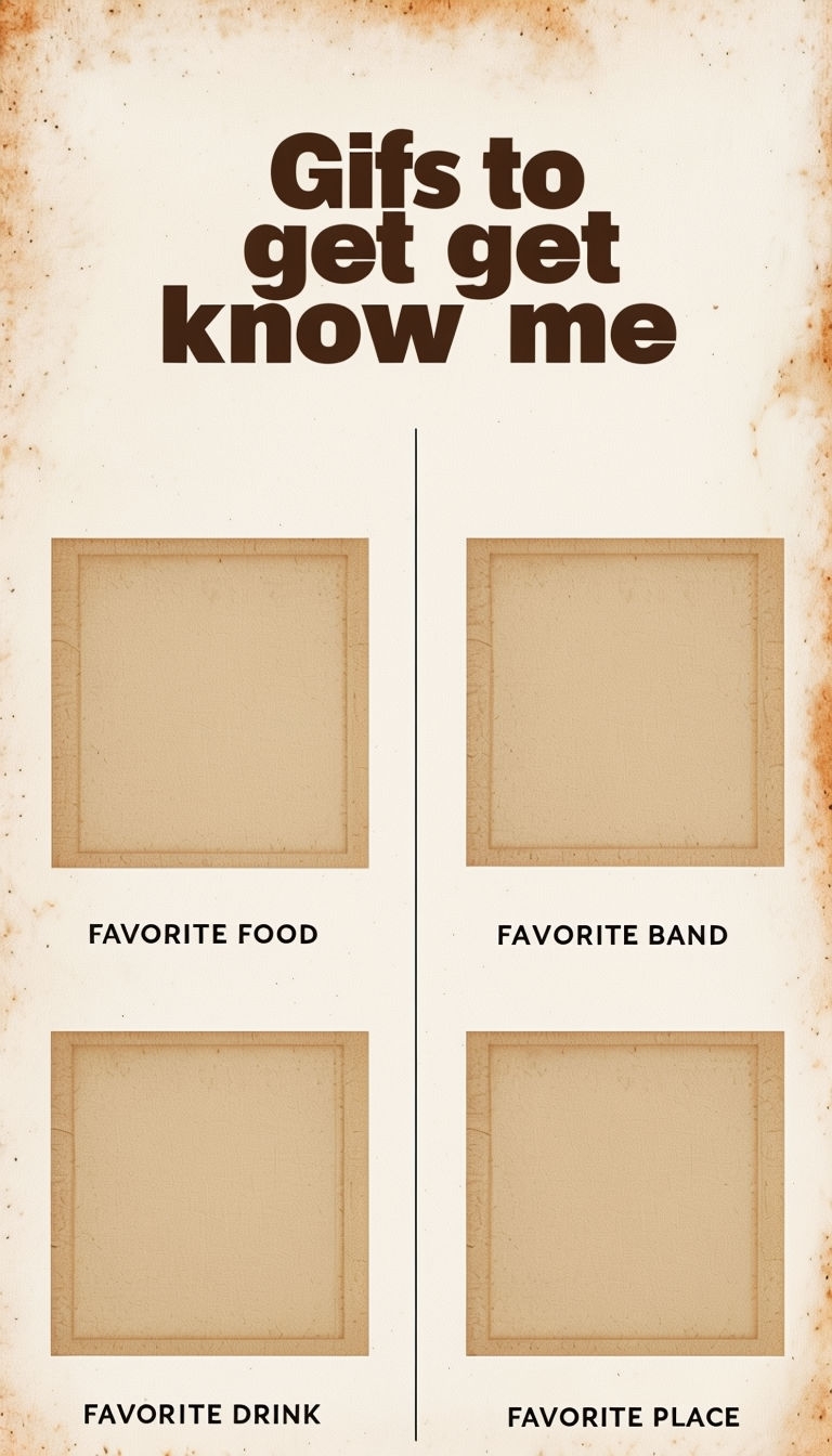 Modern Minimalist Vintage Infographic: Gifs to Get to Know Me Social Media Post